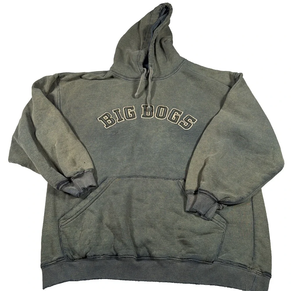 Big Dogs Mens‎ Long Sleeve Hoodie Sweatshirt Small Green Embroidered Read